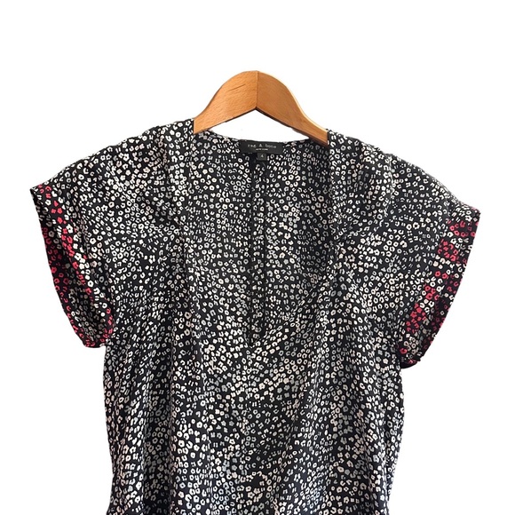 Rag & Bone Danise Silk Blouse Leopard Print Floral Abstract Pattern Size 4 EUC - Picture 2 of 10